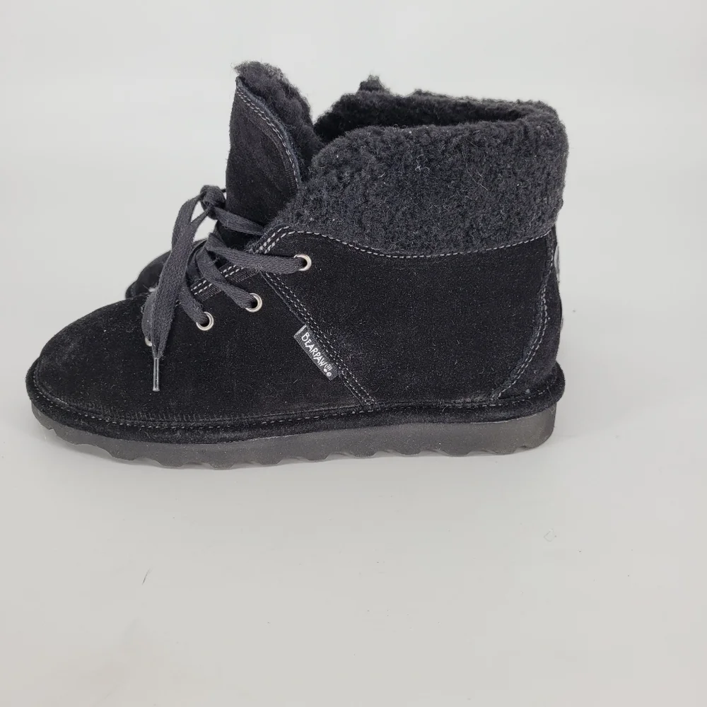 BEARPAW big kids sherpa black booties boots size 5 could fit womens 7